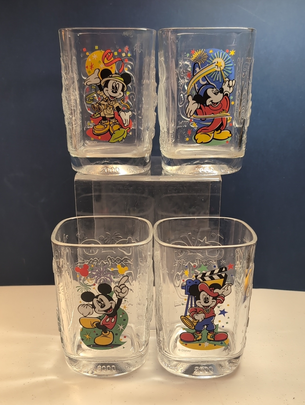 Walt Disney Parks 2000 Collector Glasses w/ Mickey Mouse Set of 4